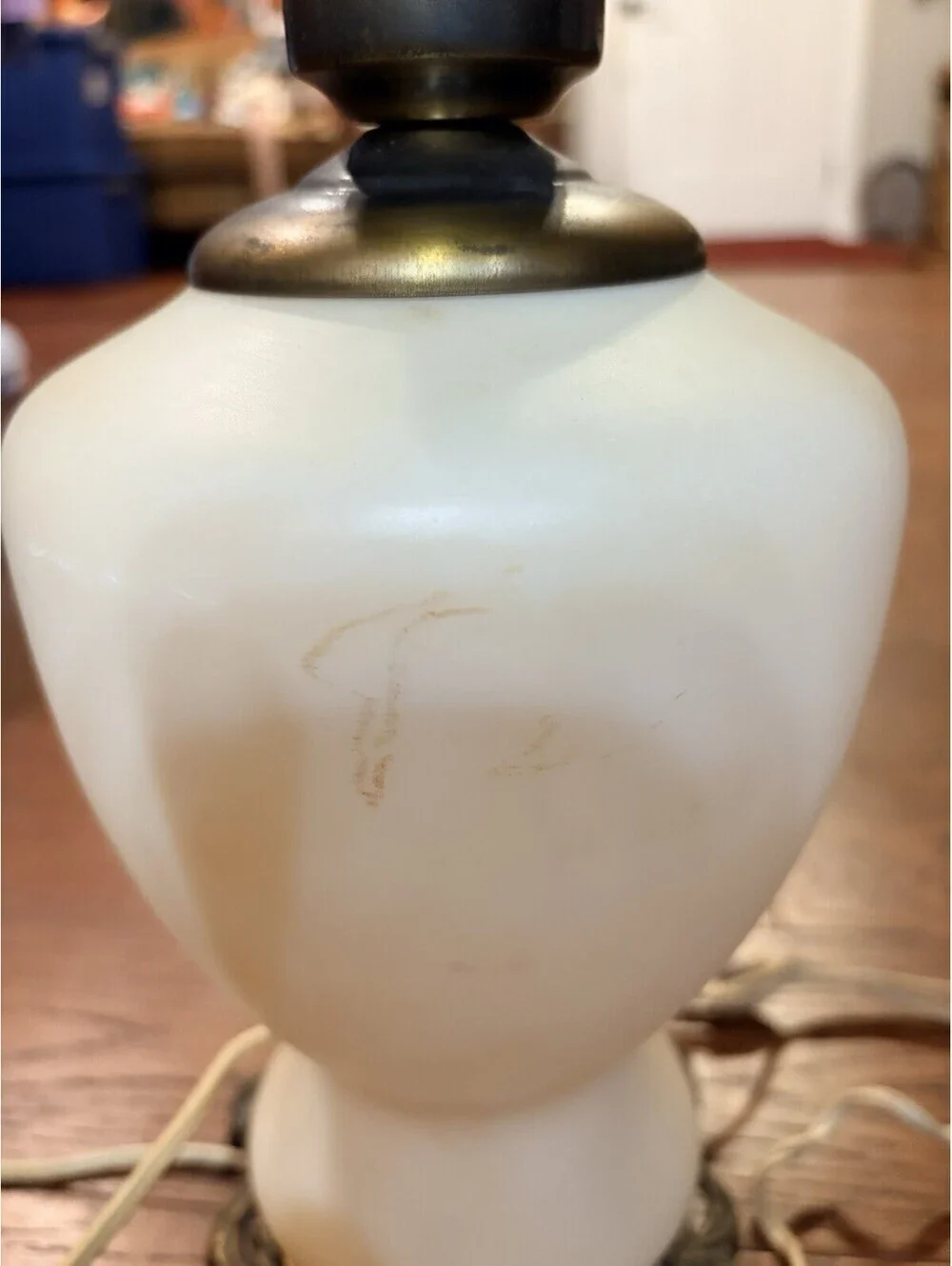 Victorian Hurricane Table Lamp Gone w/ The Wind VTG 3-Way Hand Painted Floral